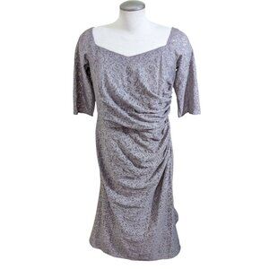 Oleg Cassini Dress Womens 16 Dress Glitter Lace Sparkly Portobello Ruched Side
